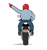 Знак съезжаем с дороги мотоциклист